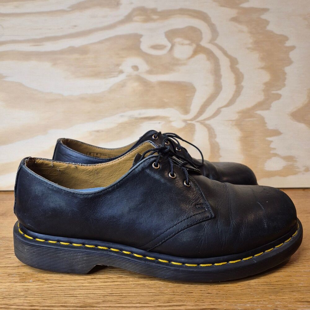 Dr Martens 1461 Mens 9 Womens 10 Black Leather 3 Eye Oxford Shoes Docs